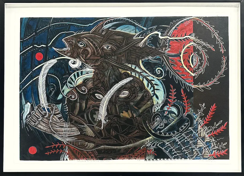 Michel Tuffery - Tangaroa at Te Raekaihau Point, "Lua", 2006, lithograph on paper, 690x990mm Image 1++