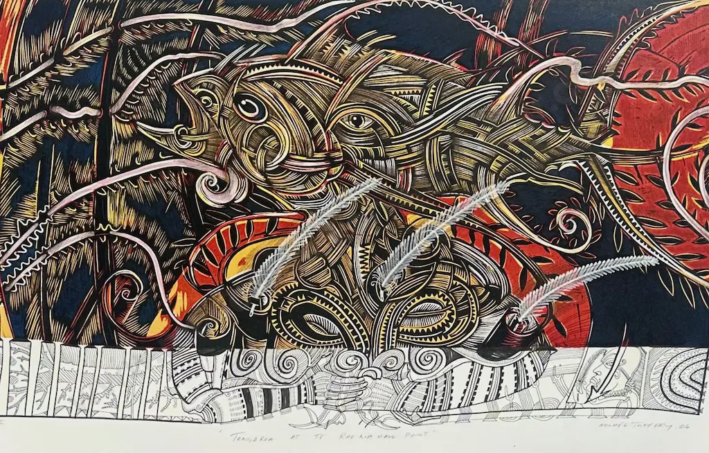 Michel Tuffery - Tangaroa at Te Raekaihau Point, 2006, FA II lithograph on paper, 680x990mm Image 1++