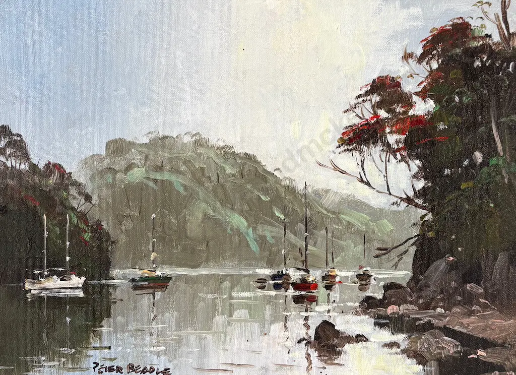 Peter Beadle - Paterson Inlet, Stewart Island, 1986, oil on board, 290x395mm Image 1++