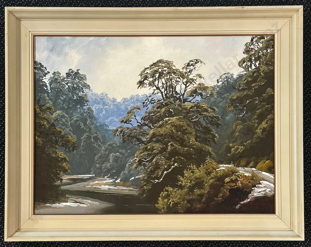 Jonathan White - Winter, Orangitutaetutu Stream, 1976, oil on canvas, 445x600mm Image 1++