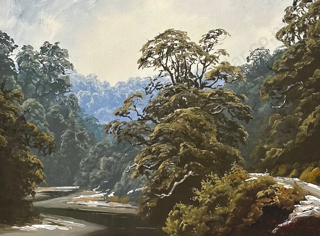Jonathan White - Winter, Orangitutaetutu Stream, 1976, oil on canvas, 445x600mm Image 1++