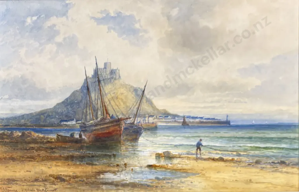 Emil Krause - St. Michael's Mount, Cornwall, watercolour on paper, 330x510mm Image 1++