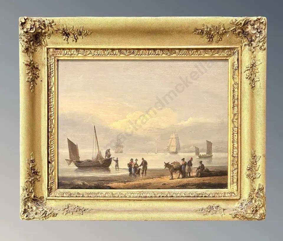 J W Patterson - Unloading at the Shoreline, 1827, oil on canvas, 290x390mm Image 1++