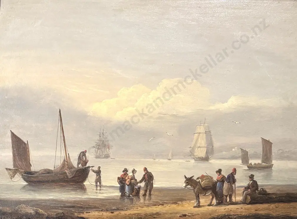 J W Patterson - Unloading at the Shoreline, 1827, oil on canvas, 290x390mm Image 1++