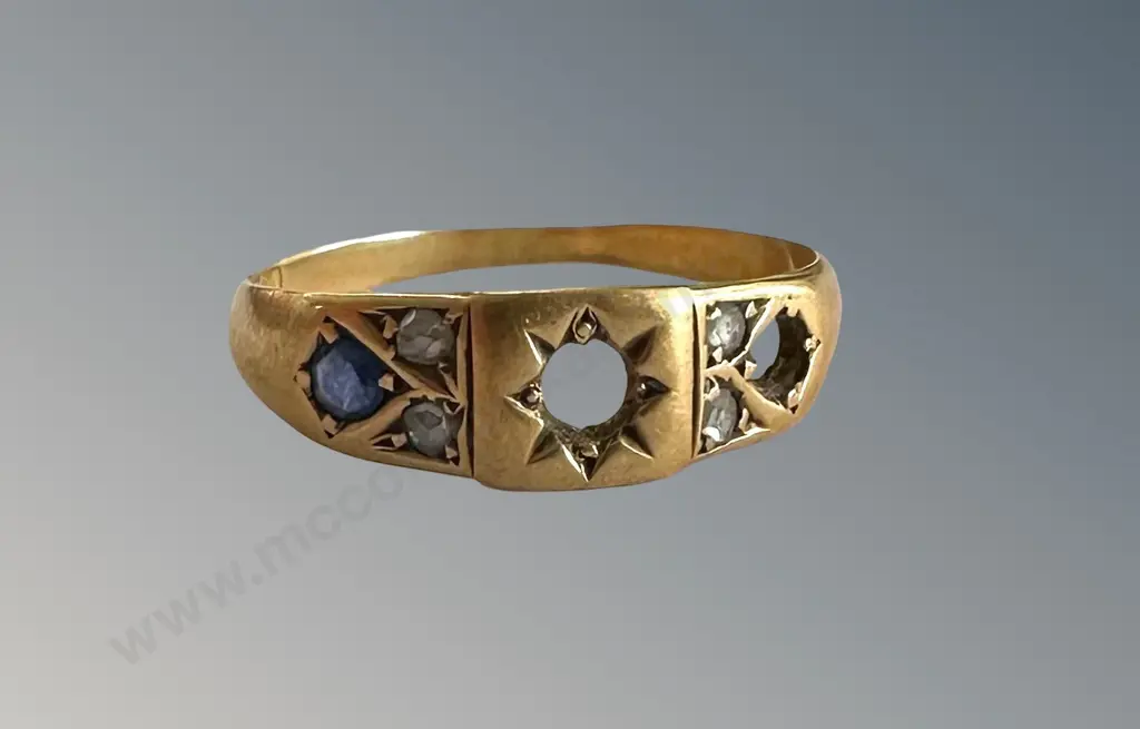 18ct Gold Dress Ring, missing stones, Size M, TW2.3gms Image 1++