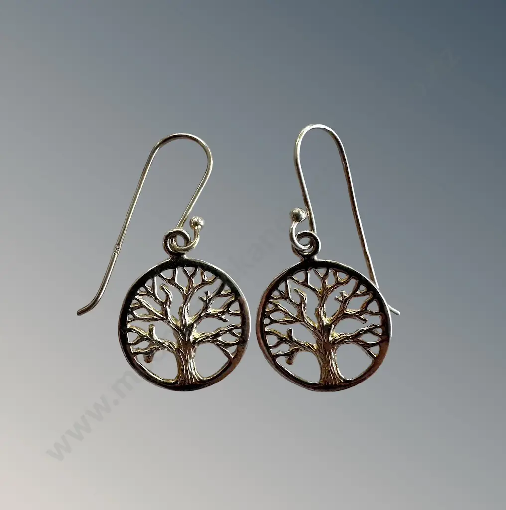 Pair of Sterling Silver Earrings, Tree of Life, TW2.2gms Image 1++