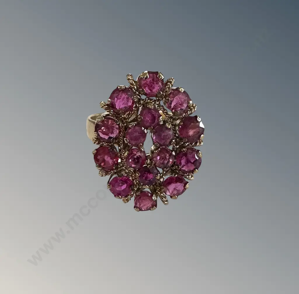 10ct Gold and Ruby Cluster Ring, Size M, TGW2.9gms, Valuation $2889 Image 1++