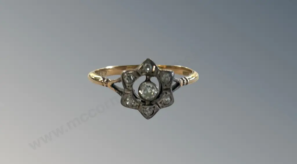 18ct Gold Diamond Cluster Ring, Size P, 2.7gms Image 1++