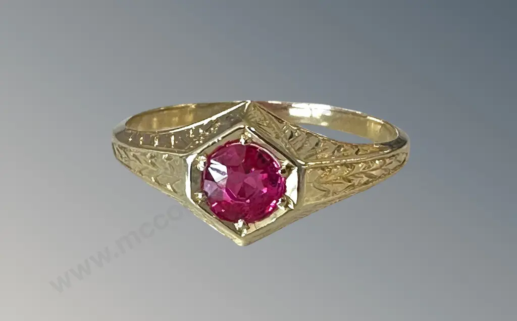 18ct Ruby Ring, Size O/P, TW2.8gms Image 1++