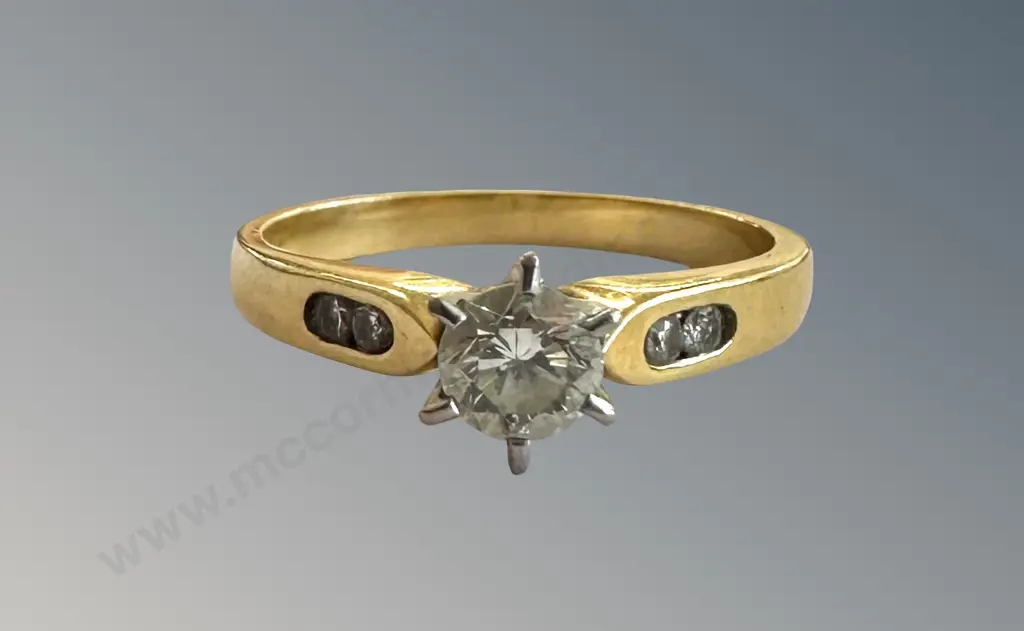 18ct Gold Diamond Solitaire Ring, Size R/S, TW2.4gms Image 1++