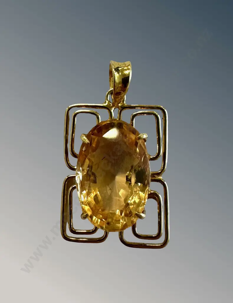 14ct Gold Citrine Pendant TW3.2gms Image 1++