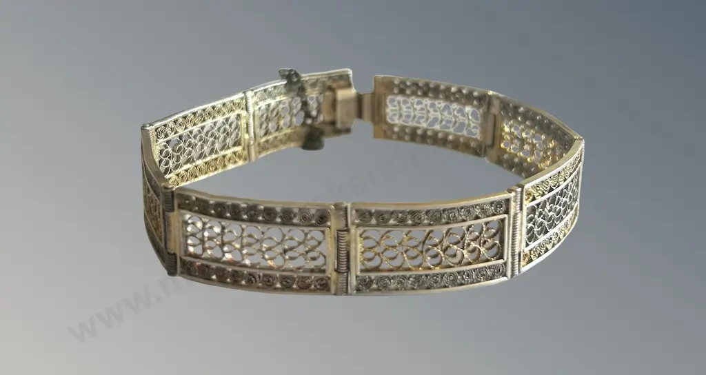 Sterling Silver and Gold Filigree Bracelet, L18cm, TW15.3gms Image 1++