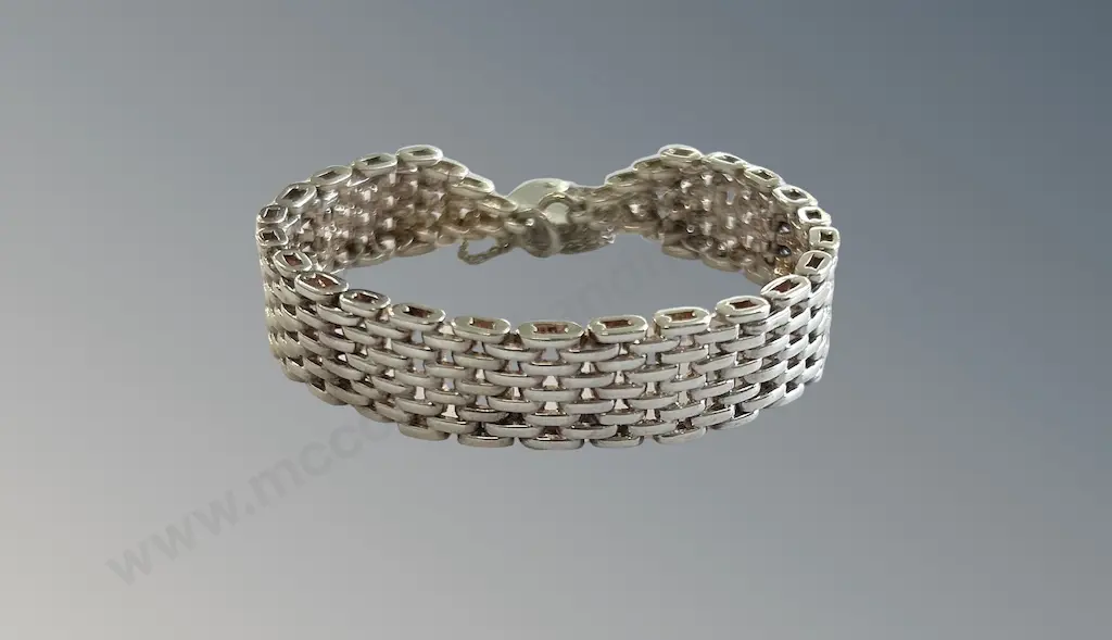 Sterling Silver Mesh Link Bracelet, L19cm,TW31gms Image 1++