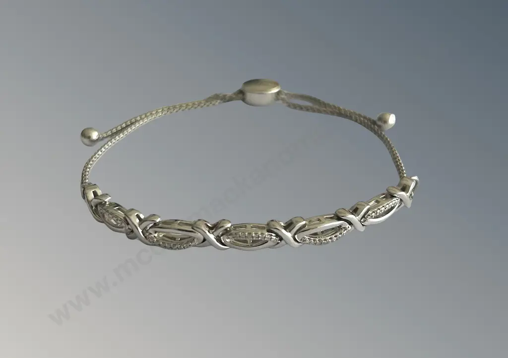 Sterling Silver and Diamond Bracelet, L20cm, TW7.5gms Image 1++