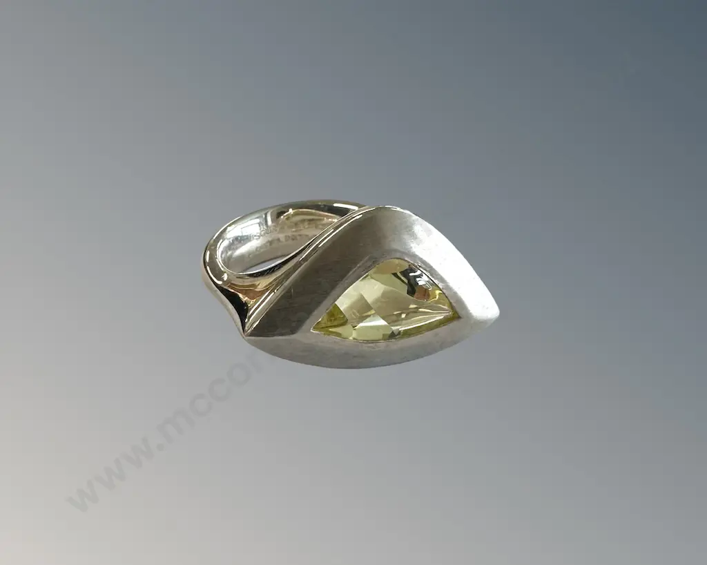 Daniel Bently Sterling Silver and Citrine Ring, Size N, Retail $750 Image 1++