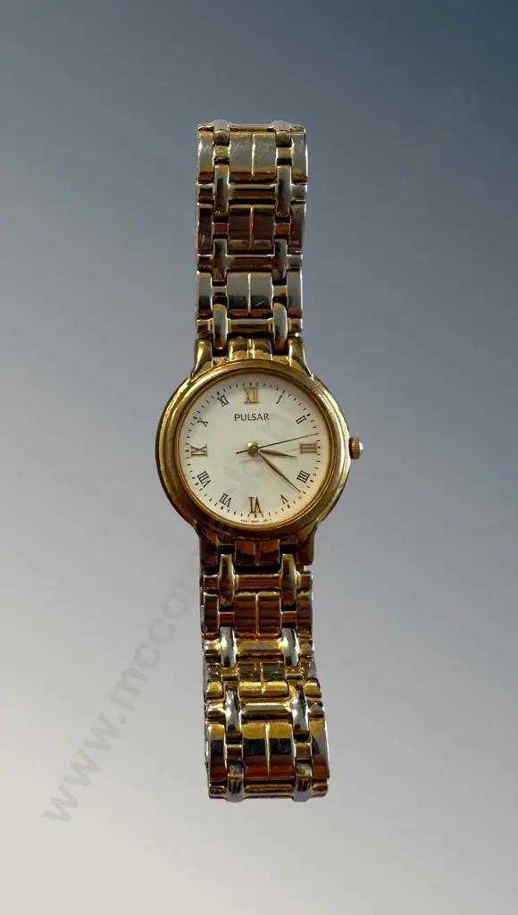 Two Toned Gold Ladies Pulsar Analogue Watch Image 1++