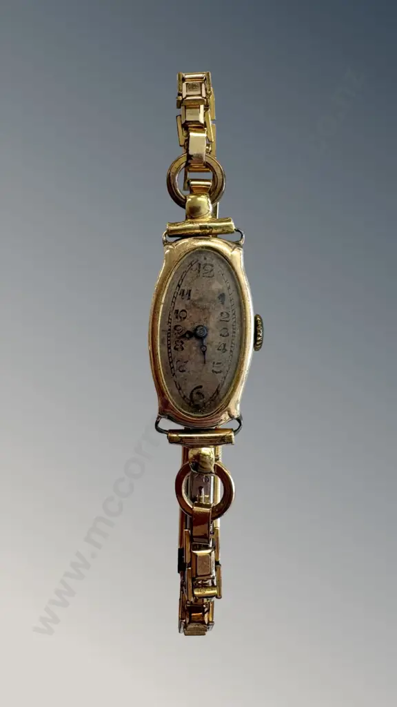 9ct Gold Ladies Wristwatch with Rolled Gold Strap, Watch TW8.2gms Image 1++