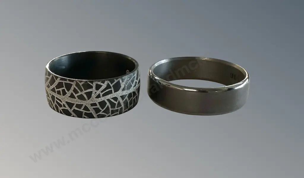 Two Mens Titanium Rings Size M & O/P Image 1++