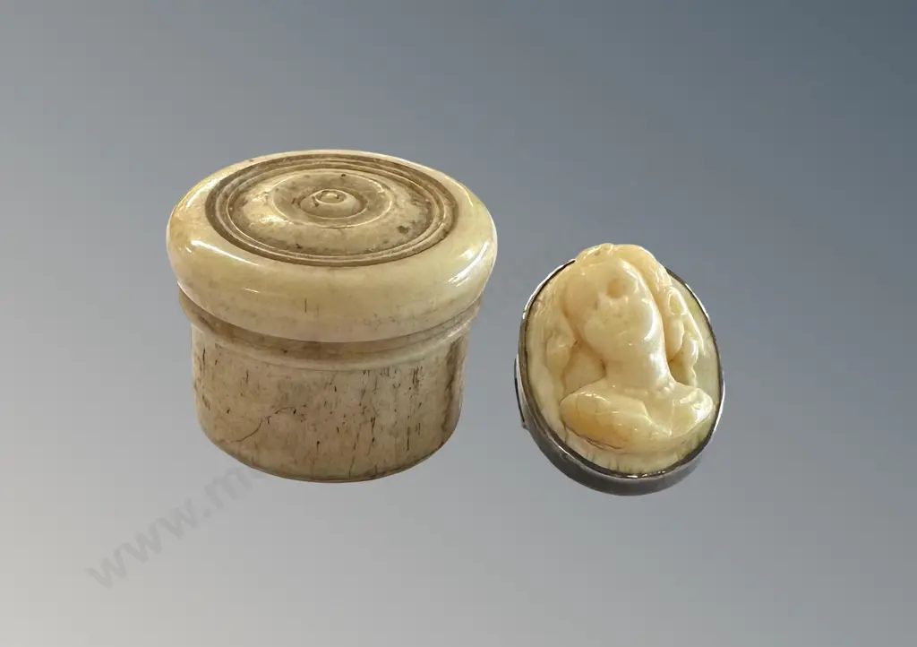 Ivory Cameo and Lidded Container Image 1++