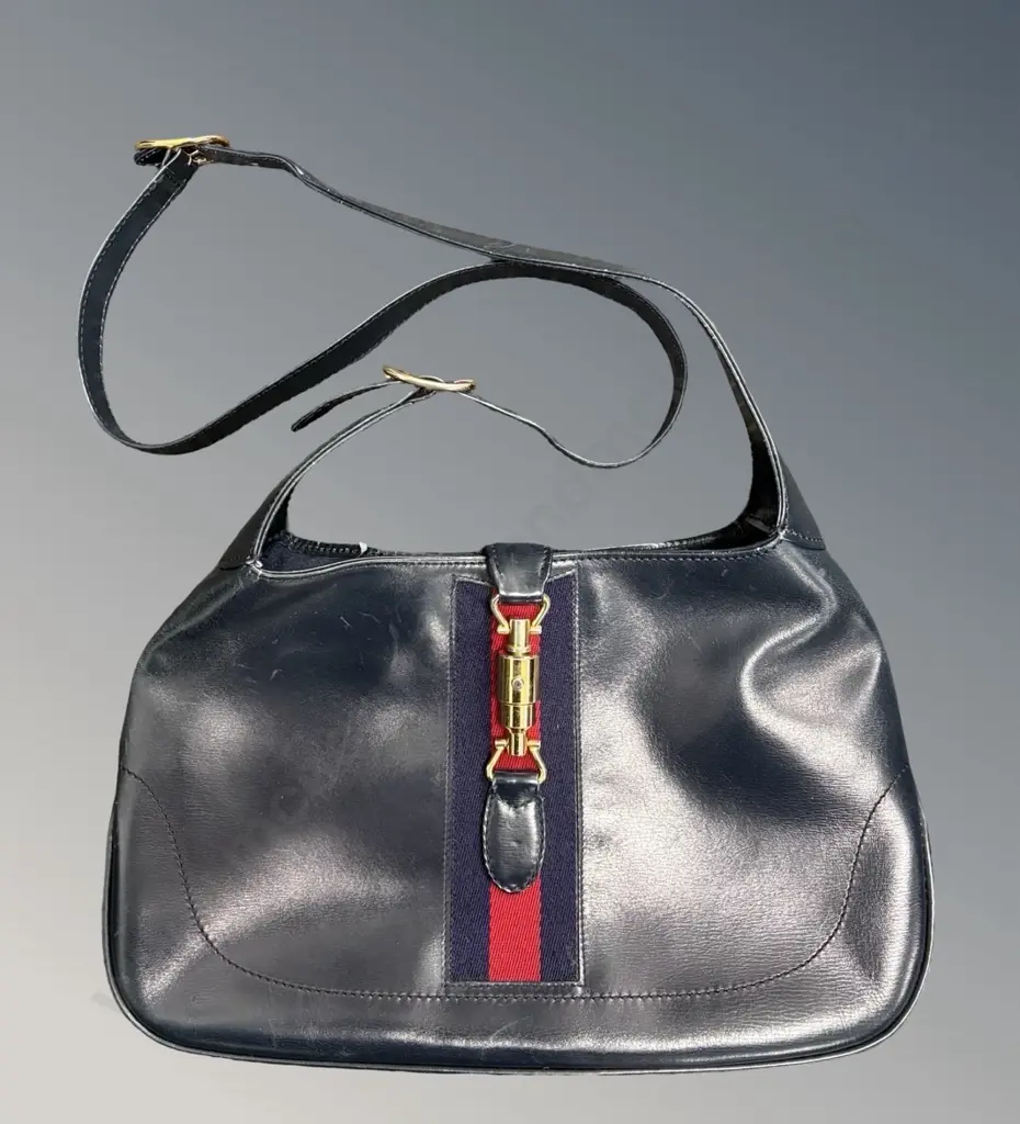 Gucci 'Jackie' Navy Blue Leather Shoulder Bag Image 1++