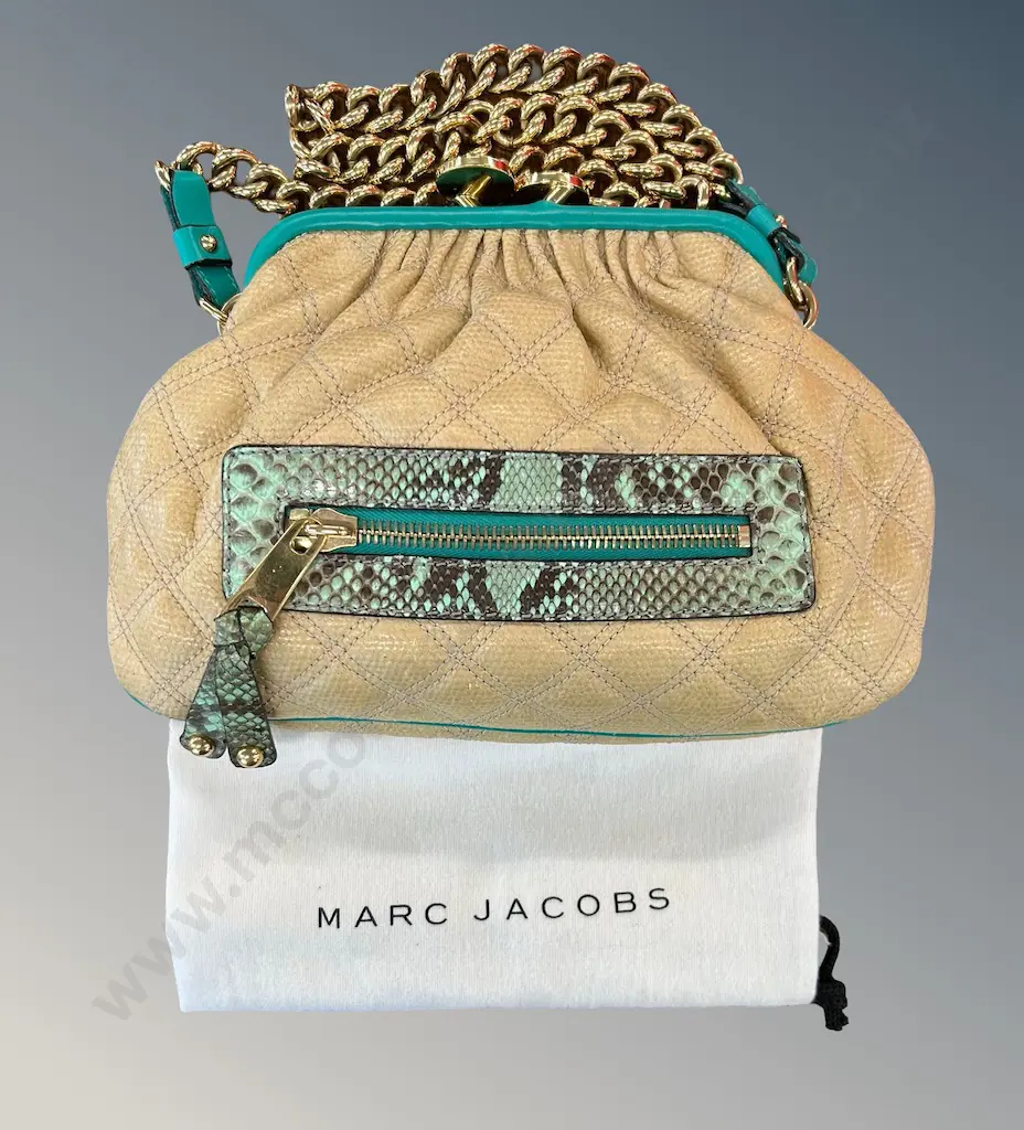 Marc Jacobs 'Little Stam Bag' with chunky gold shoulder strap and dust bag Image 1++