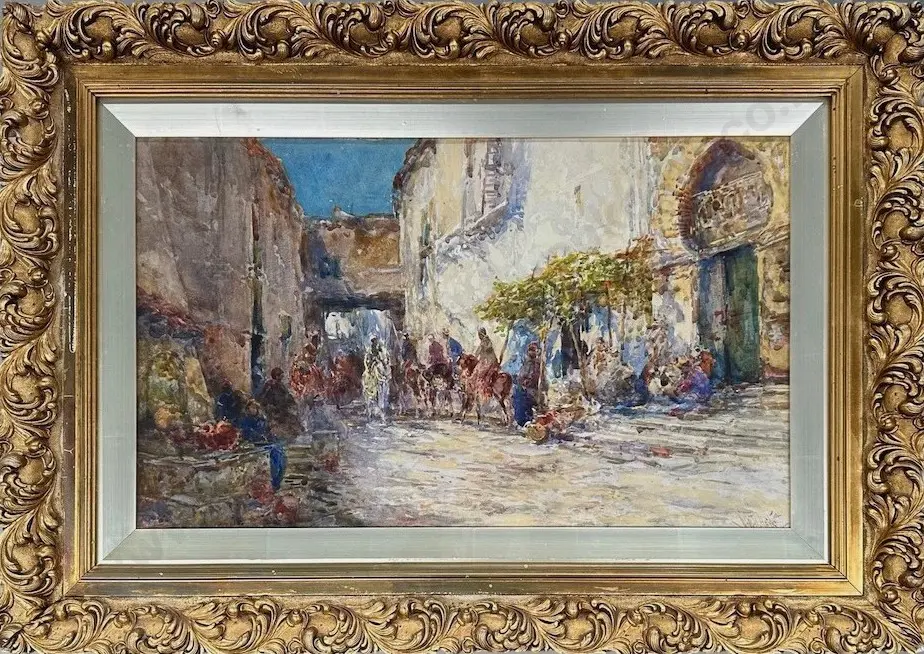 George Haite - At The Well, Morocco, watercolour on paper, 355x590mm Image 1++