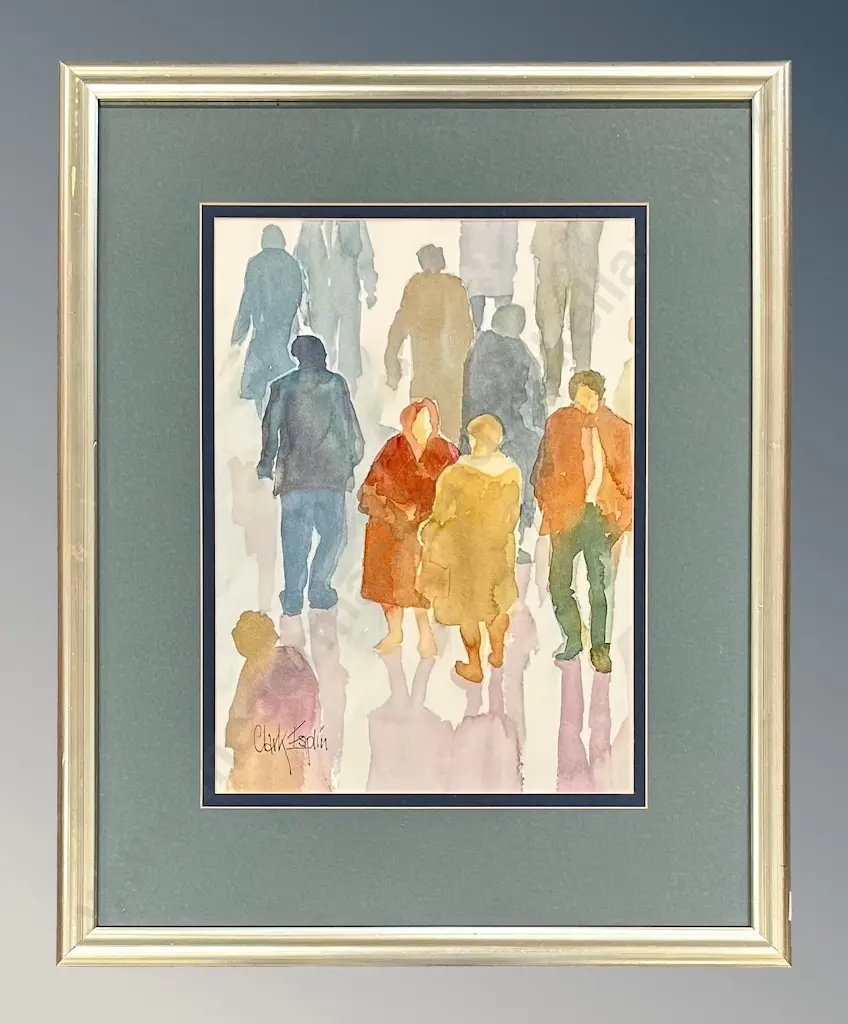Clark Esplin - Market Day Town Square France, 1997, watercolour on paper, 395x285mm Image 1++