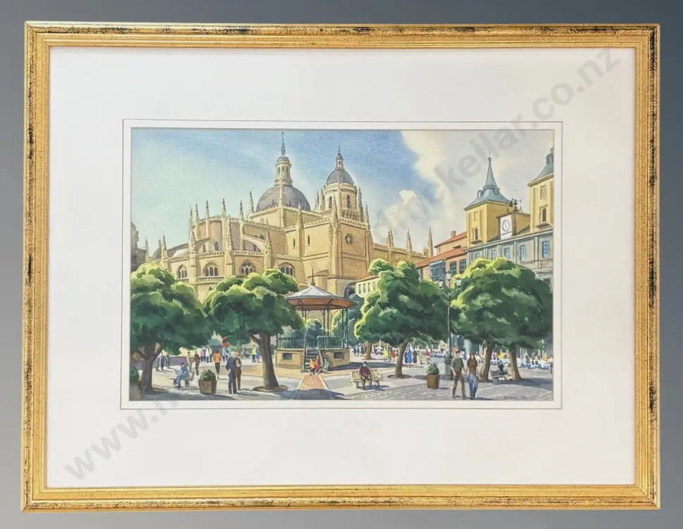 Don McAra - The Paseo Plaza, Mayor Seqouia, 1999, watercolour on paper, 340x530mm Image 1++