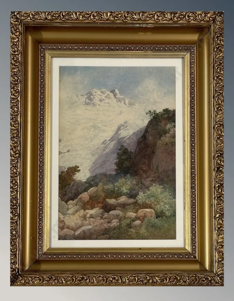 Frank Wright - Looking Towards Snow Capped Mountains, watercolour on paper, 450x300mm Image 1++