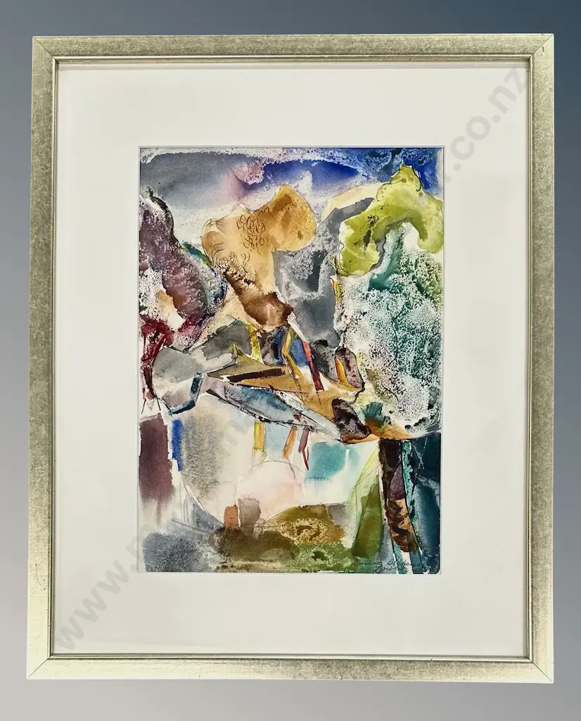 Barbara Blakemore Fowler - Trees and Pool, oil on board, 280x440mm Image 1++