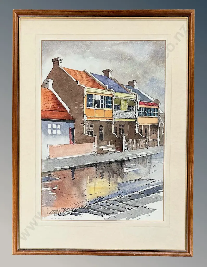 K J Andrews - Terraced Houses, Sydney, ink and watercolour on paper, 460x320mm Image 1++