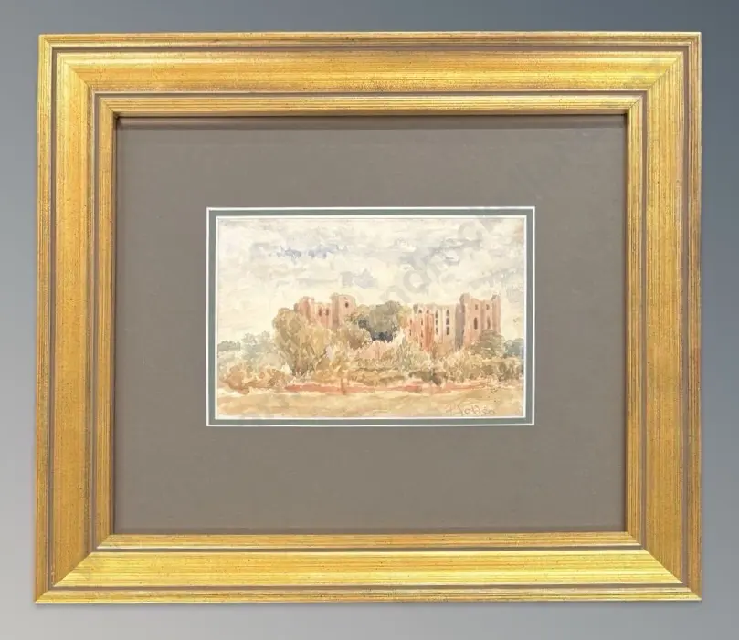 P Velden - English Castle, watercolour on paper, 101x170mm Image 1++