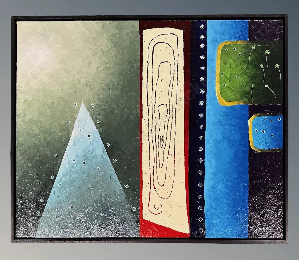 John Burns - Blue Mountain - Power Flower Series, 2007, acrylic on canvas, 450x550mm Image 1++