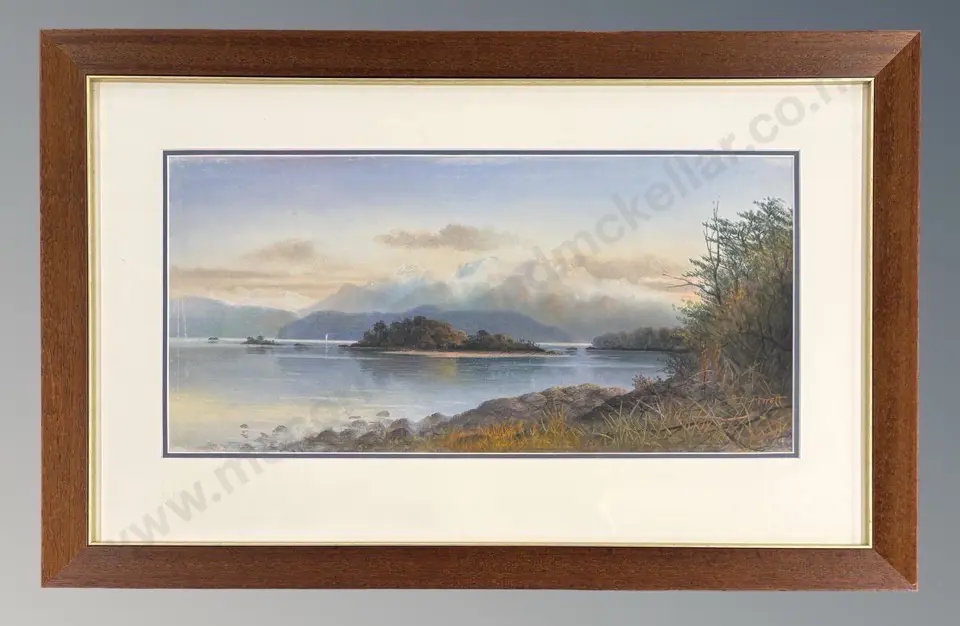 JD Perrett - Lakeside Scene, pastel on paper, 245x515mm Image 1++