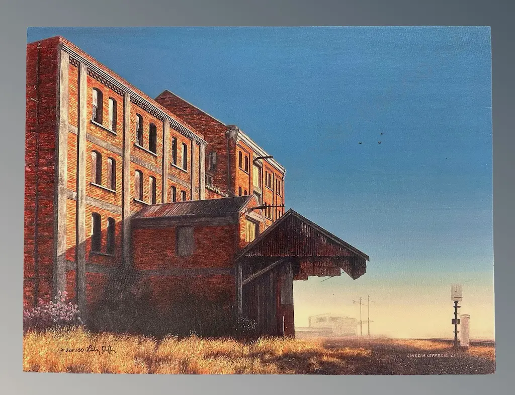 Lindsay Jefferis - Evans Mill, Timaru, print on canvas 3/100, 380x515mm Image 1++