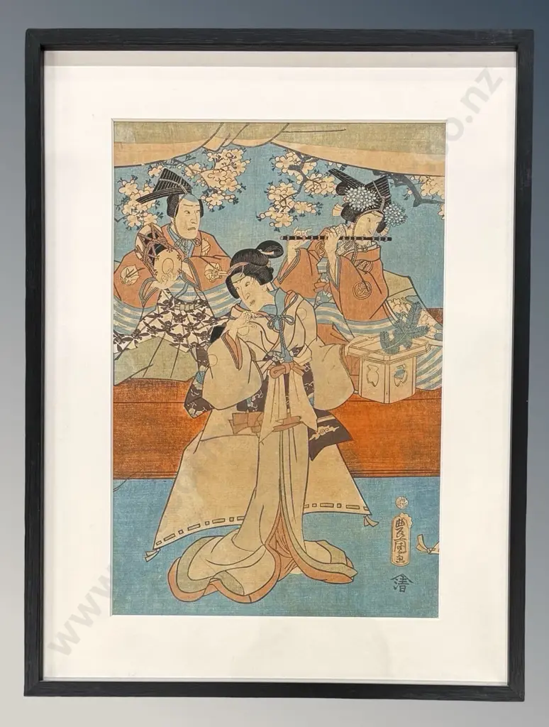 Utagawa Toyokuni, 1769-1825 - Kabuai Theatre Scene, original woodblock print, 360x240mm Image 1++