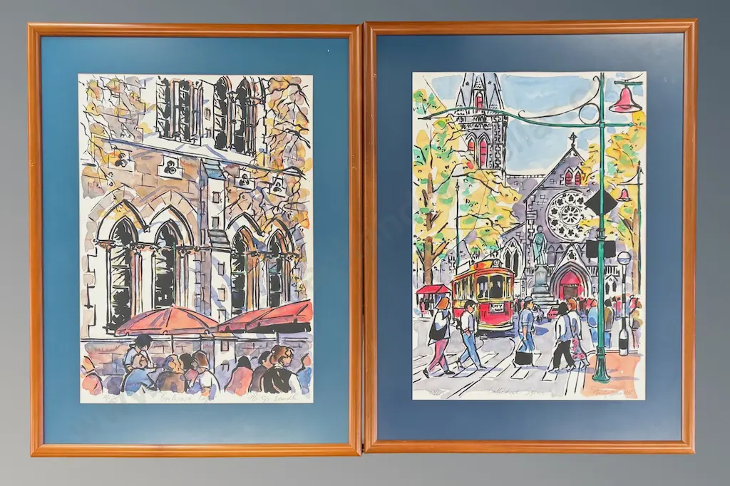 Philip Beadle - Cathedral Square 13/125 & Boulevard Cafe 4/125, numbered works on paper, 680x480mm ea Image 1++