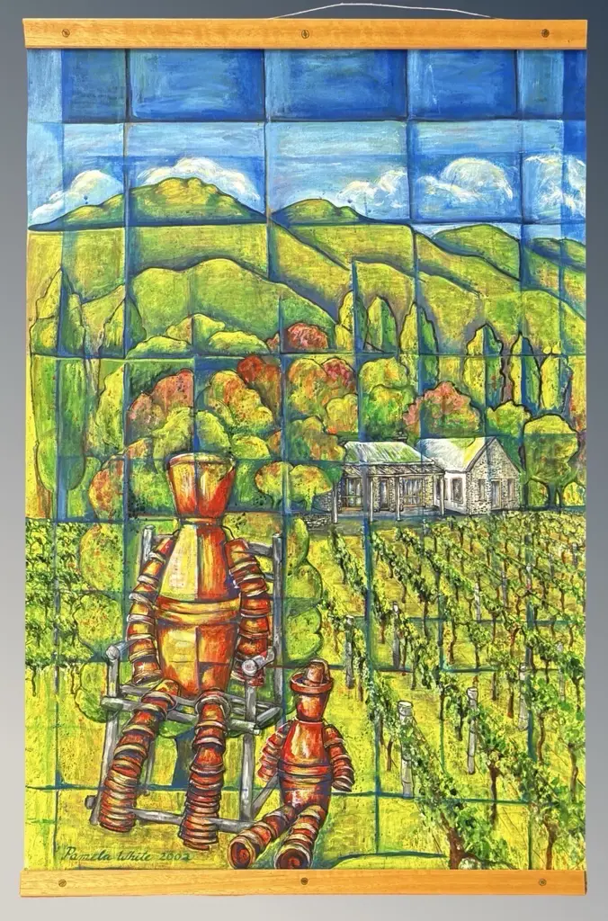 Pamela White - Olssen's Vineyard Scene, 2002, acrylic on canvas, 960x660mm Image 1++