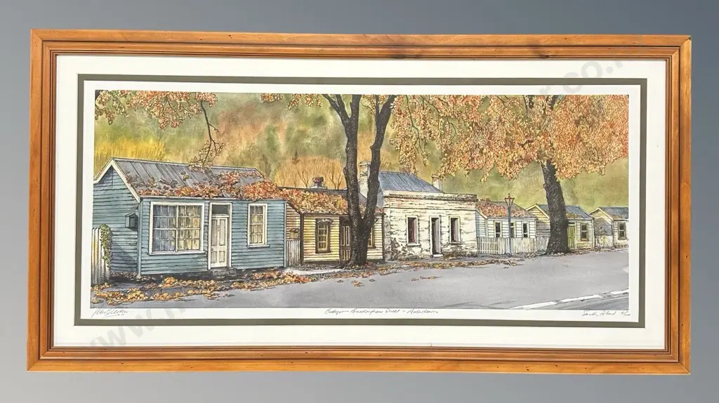 Peter Leitch - Cottages, Buckingham St, Arrowtown, print on paper, 285x690mm Image 1++