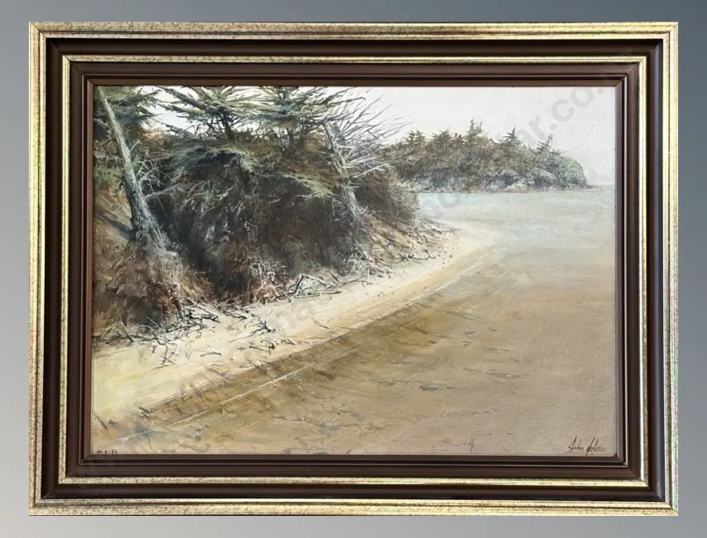 John Holmes - Waters Edge, East Coast, 1983, oil on board, 410x580mm Image 1++