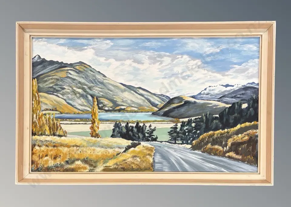 J Holland - Lake Hayes, oil on board, 395x670mm Image 1++