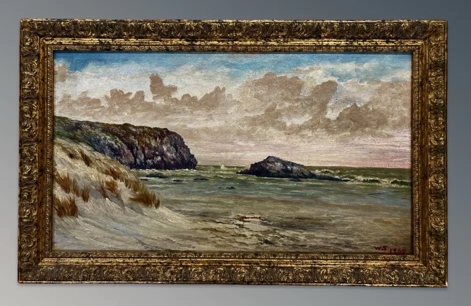 Initialed WS - Seascape, 1909, oil on board, 340x610mm Image 1++