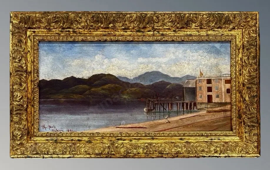 Initialed BC - The Port, Nelson, oil on board, 170x370mm Image 1++