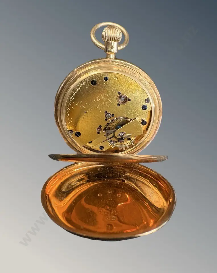 18ct Gold Half Hunter Pocket Watch with Dust Cover, TW128.5gms Image 1++
