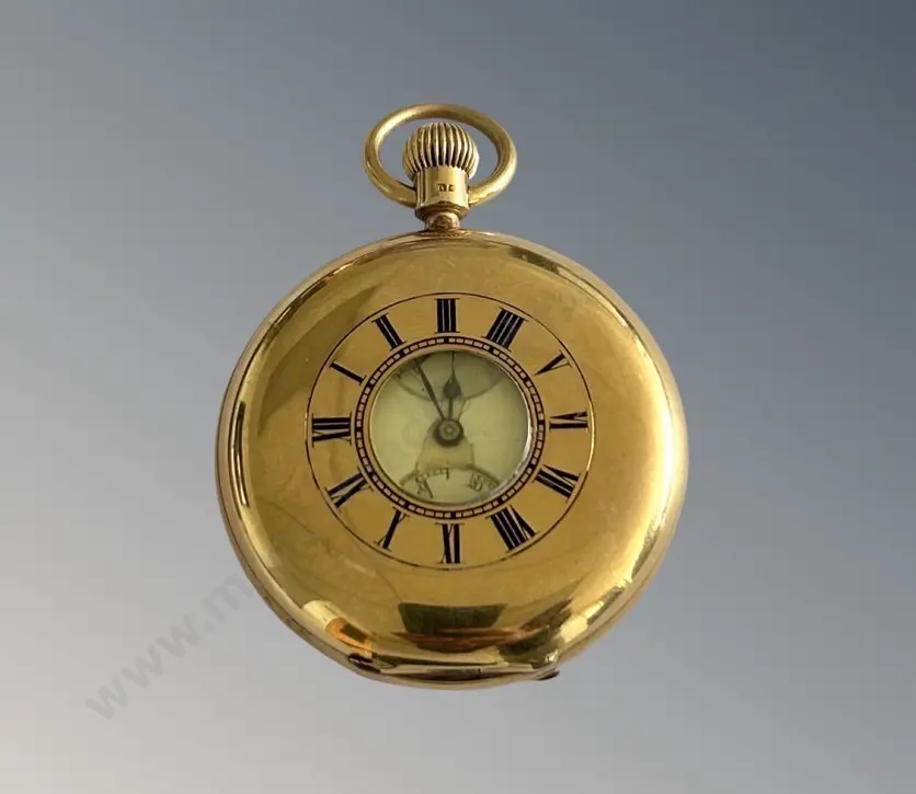 18ct Gold Half Hunter Pocket Watch with Dust Cover, TW128.5gms Image 1++