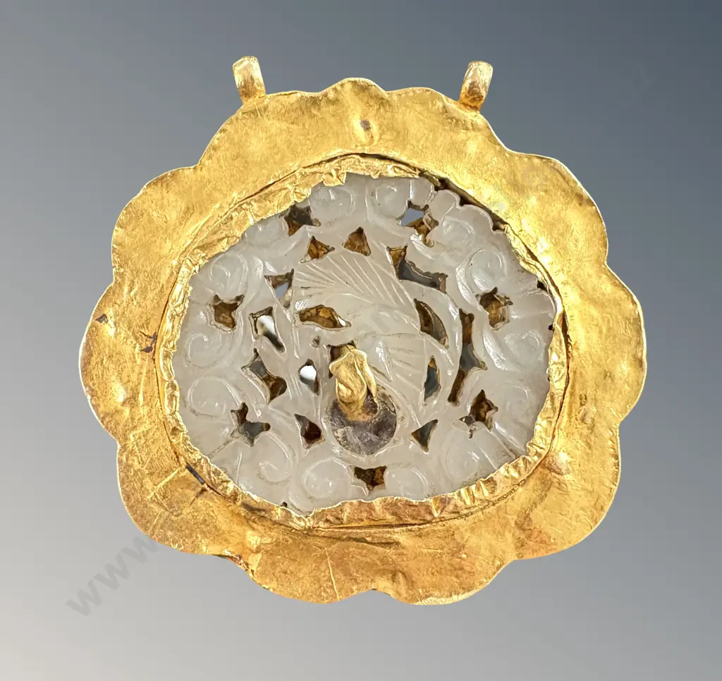 22ct Gold Turquoise and Coloured Stone Decorative Pendant, D5cm, TW30.7gms Image 1++