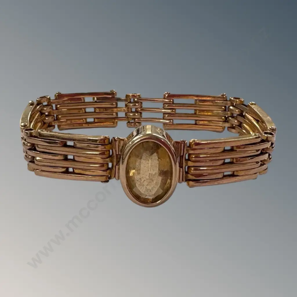 9ct Gold Expanding Bracelet with Citrine L17cm, TW21.6gms Image 1++