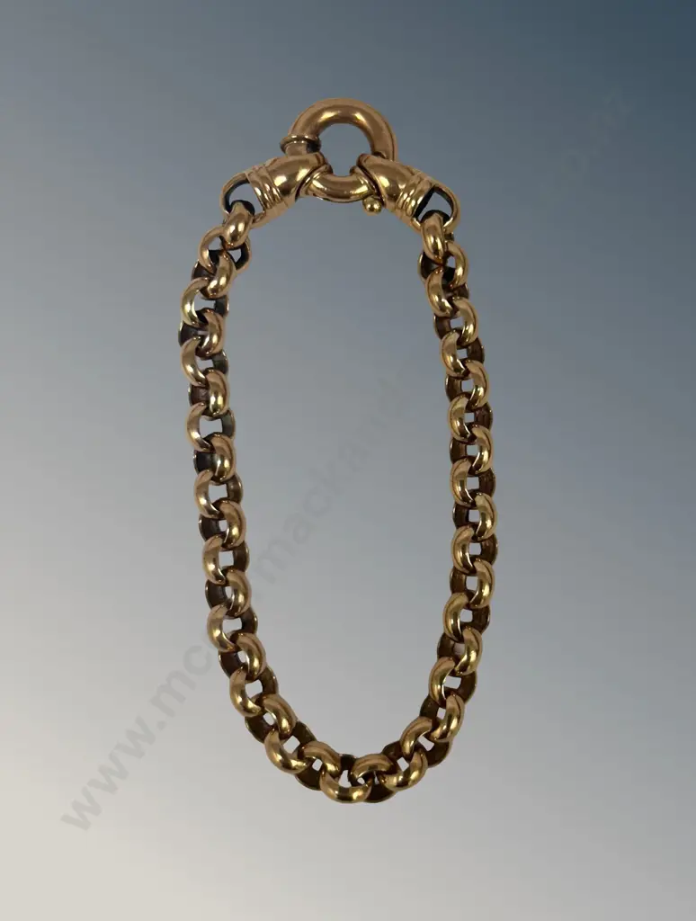 9ct Rose Gold Belcher Link Bracelet, L21cm, TW17.2gms Image 1++