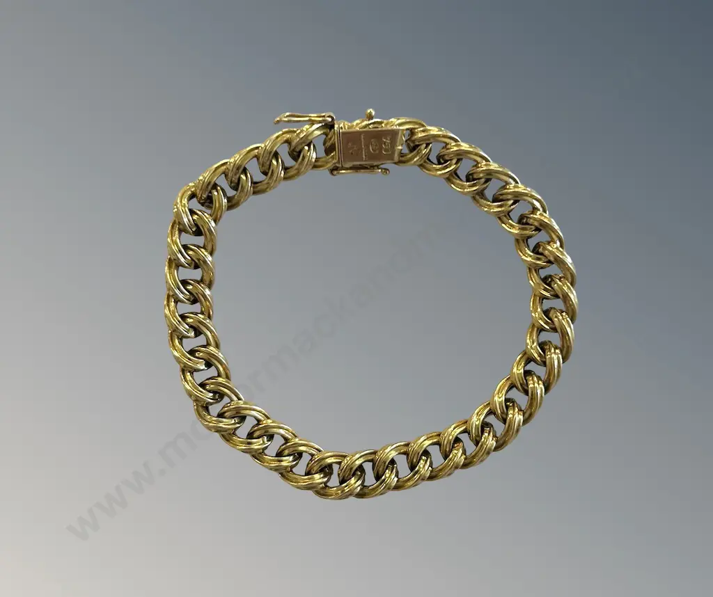 18ct Gold Curb Link Bracelet, L19cm, TW19.2gms Image 1++