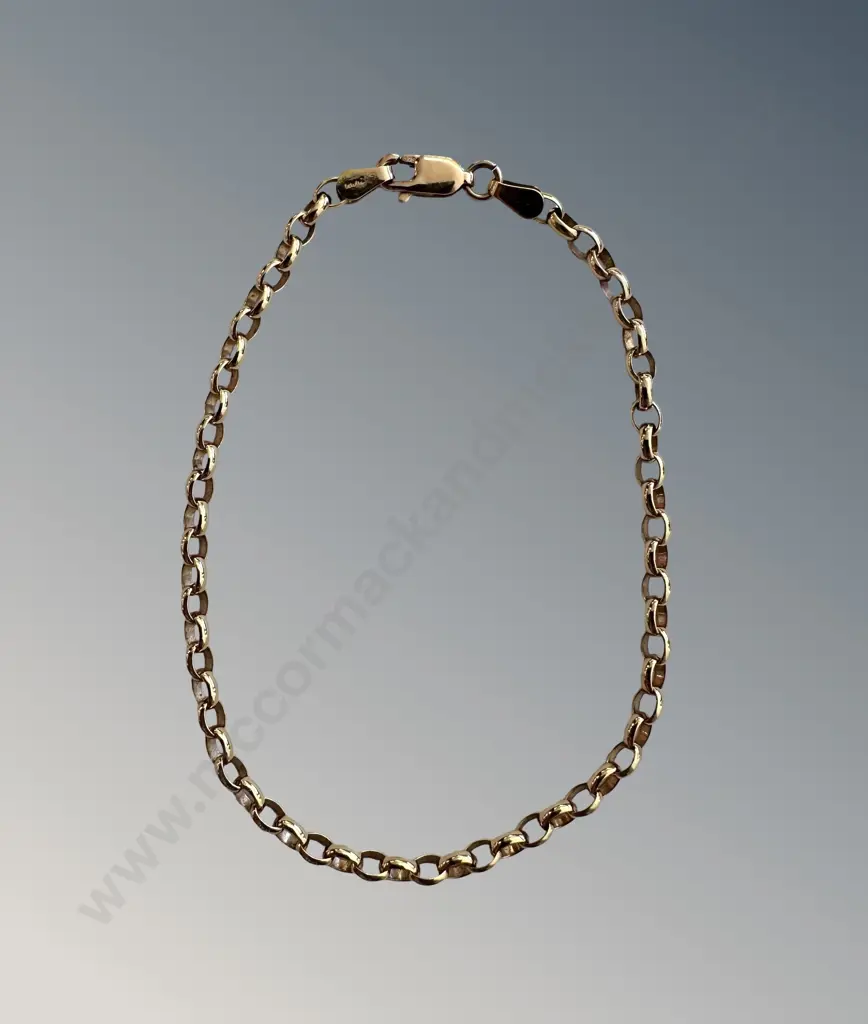 9ct Gold Curb Link Bracelet, L19.5cm, TW3.8gms Image 1++
